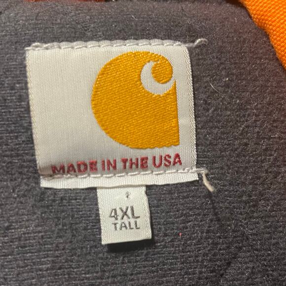 Carhartt Jacket Mens 4XLT Orange Blaze Hooded Full Zip Made in USA J140 Union - Picture 4 of 7